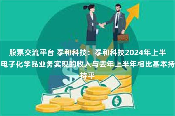 股票交流平台 泰和科技：泰和科技2024年上半年电子化学品业务实现的收入与去年上半年相比基本持平